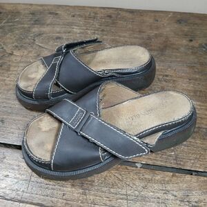 Fashion Bug Womens Sz 8.5 Sandals Slide Shoes Y2K Brown Vintage Chunky GRUNGE